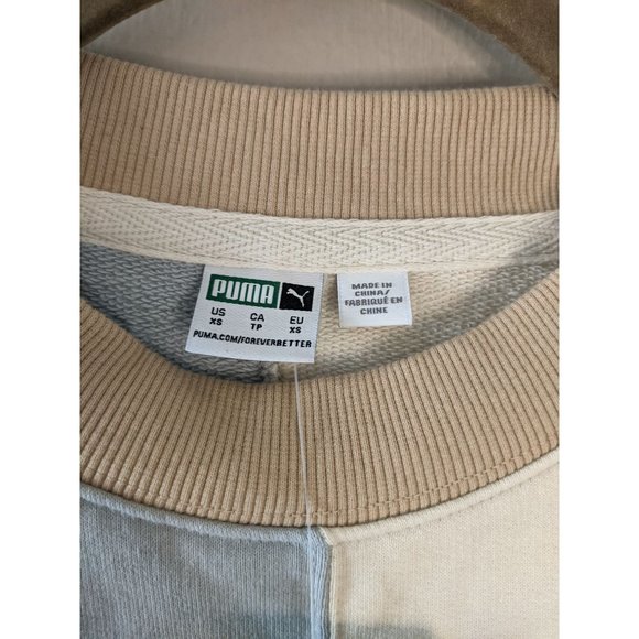 NWT Puma Downtown Crew Neck Sweatshirt XS Ivory Glow/Peach Parfait - Picture 6 of 13